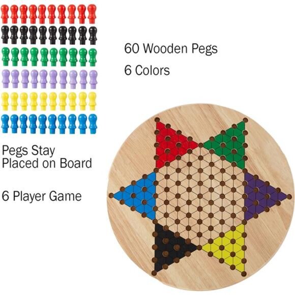 Chinese Checkers Game Se Wooden Board and Traditional Pegs, Game for Adults - Picture 3 of 7